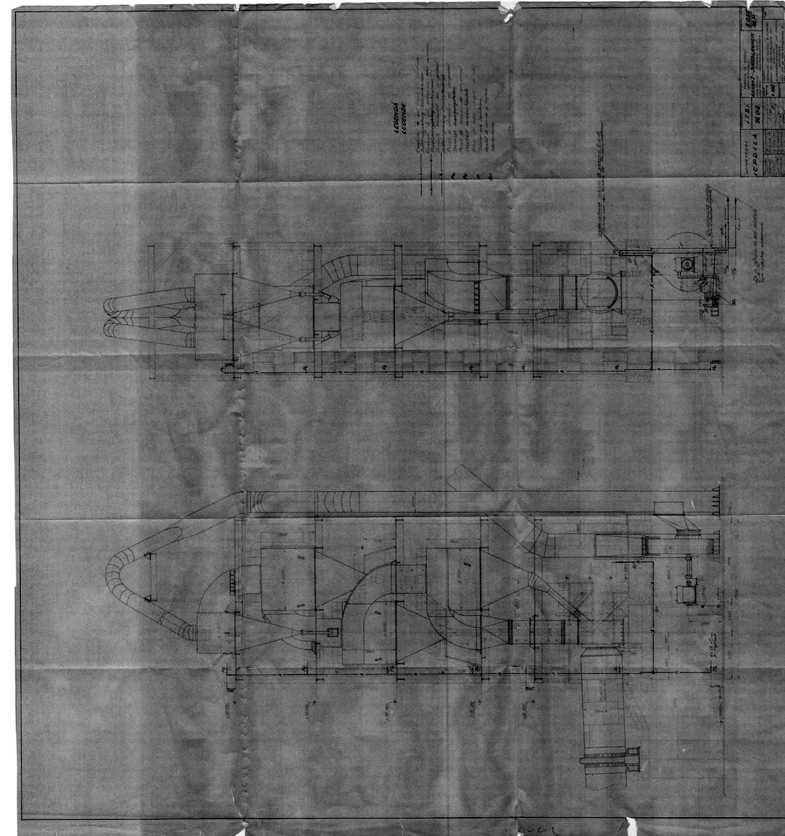 Originalni tehnički crtež industrijskog postrojenja
